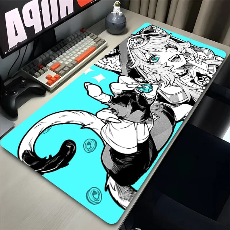 Popular Gaming Mouse Pad Honkai Star Rail Cipher kawaii desk mat Game Computer Keyboard Pad Extended Mat Anime Cat Ear Mousepad