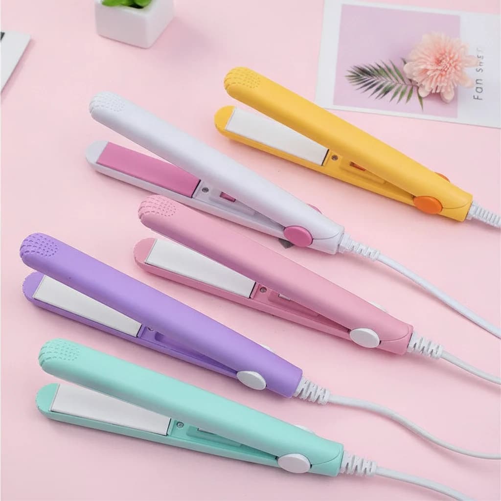 Mini Hair Straightener Electric Ceramic Curling Iron Thermostatic for Curly Straight Hair Portable Travel Size