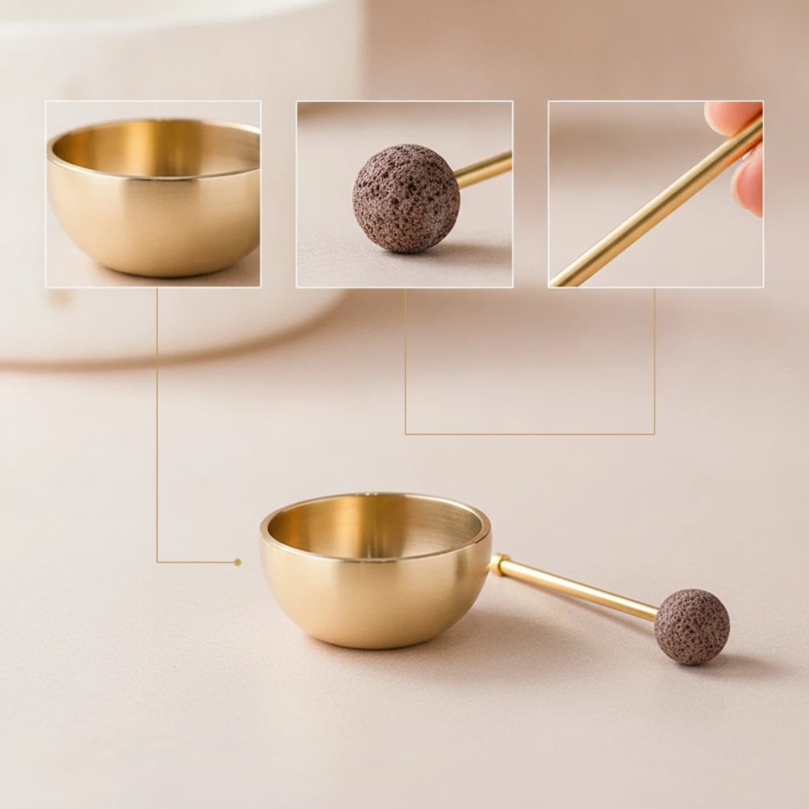 Mini Singing Bowl with Striker Portable Singing Bowl Set with Striker Instrument Clear Sustained for Beginners, Meditation