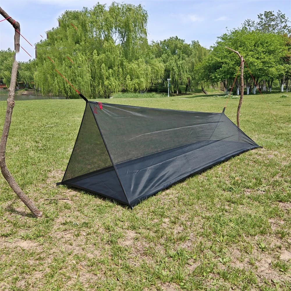 Outdoor Ultra Lightweight Tent No Pole A Shape Hiking Camping Sleeping Bag Breathable Mosquito Trekking Tent Wilderness Shelter
