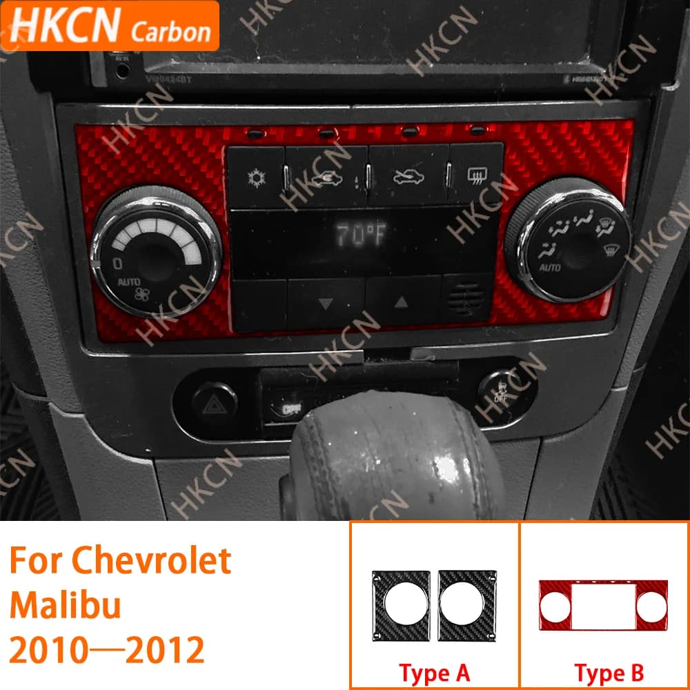 Accessori interni per auto Console centrale Aria condizionata Pannello interruttori AC Adesivo rivestimento in fibra di carbonio per Chevrolet Malibu 2010-2012