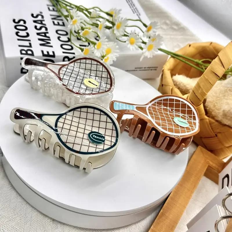 New Creative Hair Clips Shape Tennis Rack, Acetic Acid Shark Clip, Fashion Casual Chick for Girls, Hair Accessories