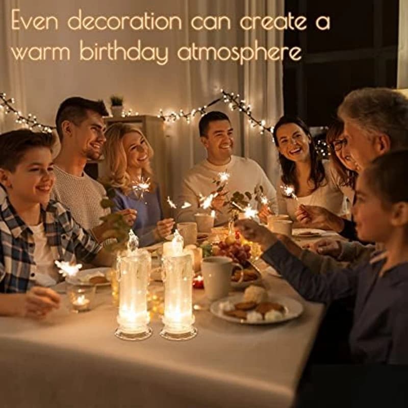 4 Piece LED Flameless Candles, LED Pillar Candles, Battery Included, Halloween Decoration, Christmas, durable white