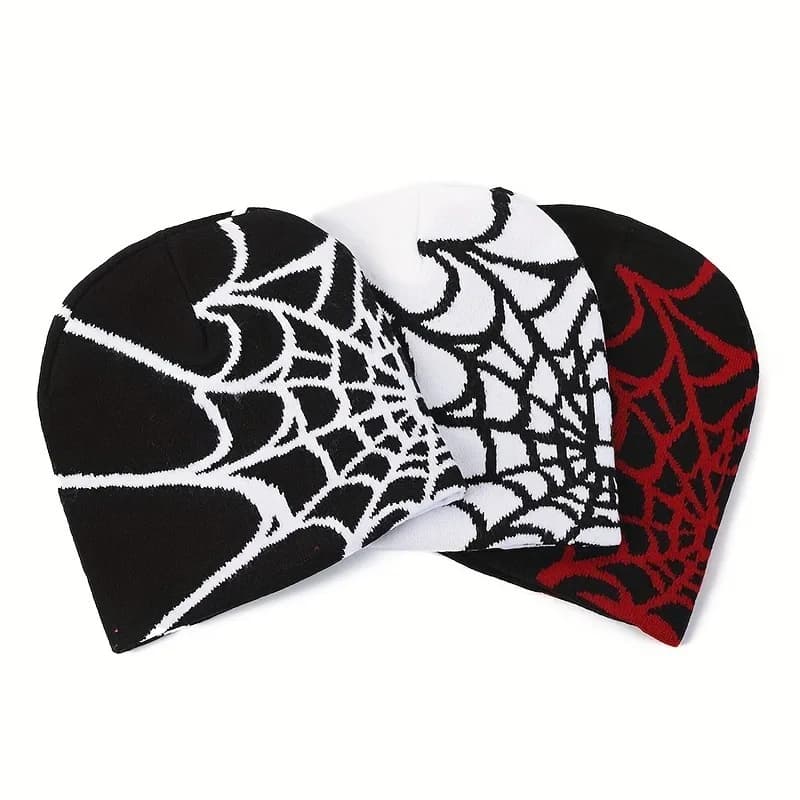 Jacquard knitted hat with spider web pattern, autumn/winter, hot, Y2k style, fashionable, unisex, suitable for outdoor activities, hall