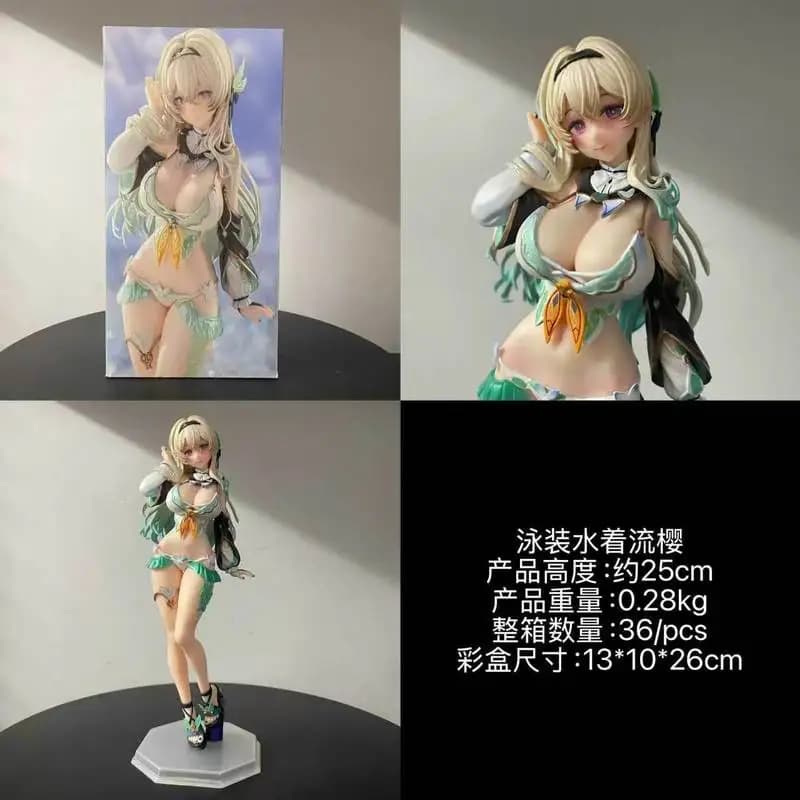 Anime Standing Pose Swimsuit Firefly Pvc Model, Beautiful Elf Nun With Gradient Golden Hair, Boxed Adult Collectible Figure