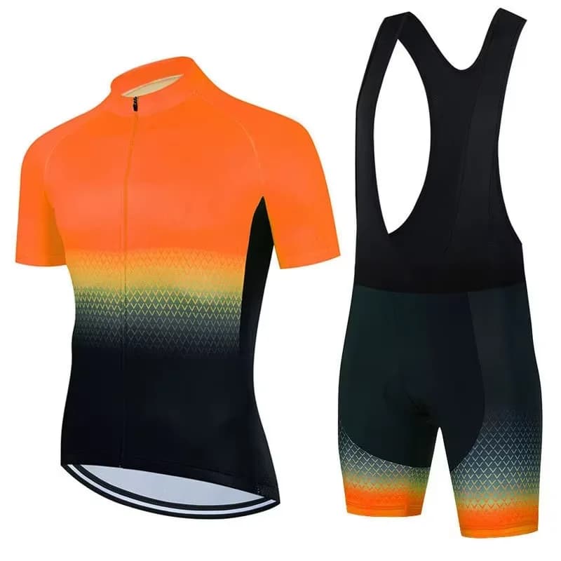 Men's Cycling Set: Short-sleeved sweater with pockets and shorts with padded chest for road bike