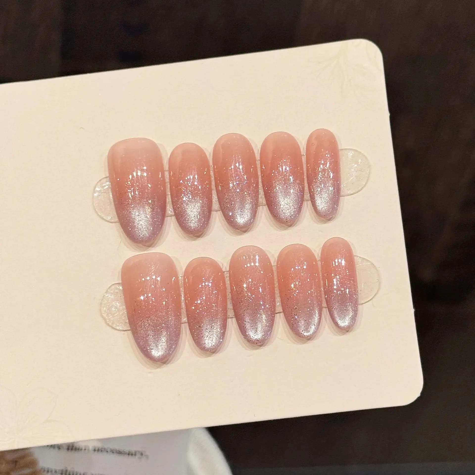 10 pieces of luxury handmade print on nails design oval medium naked cat eye with adhesive tabs for nail glue in 3 PEZZI