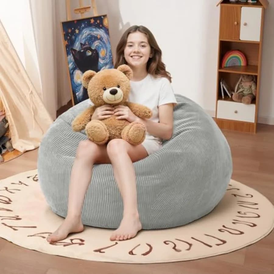 Poltrona Sacco da 2 Piedi: Poltrone Sacco da 2' con Imbottitura in Memory Foam, Comode Poltrone Sacco a Goccia con Rivestimento in Corduroy