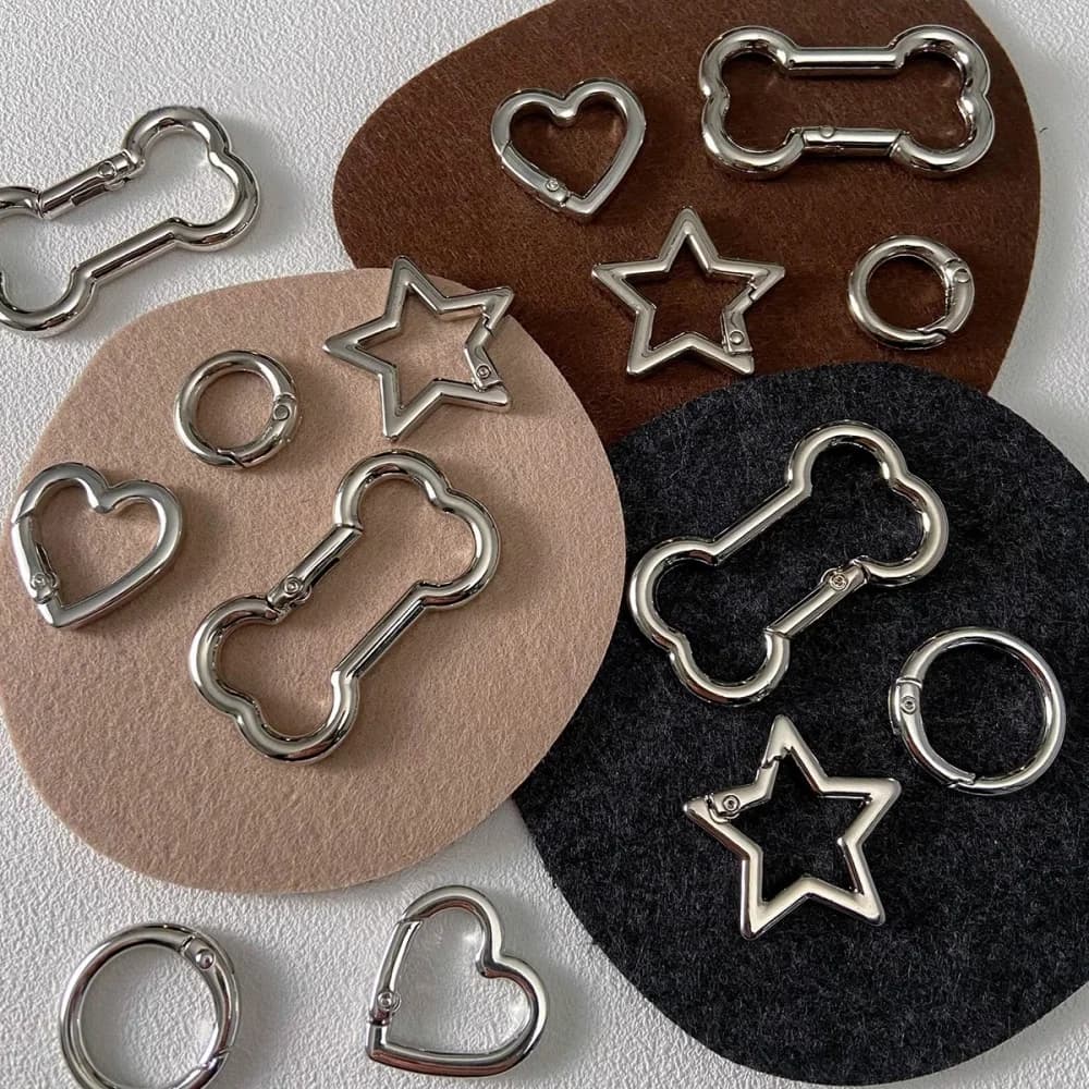 5PCS Multi-style Buckle Bone Star Heart Shape Metal Keychain Clasp Swivel Snap Key Chain Buckle Keychain Hook DIY Jewelry