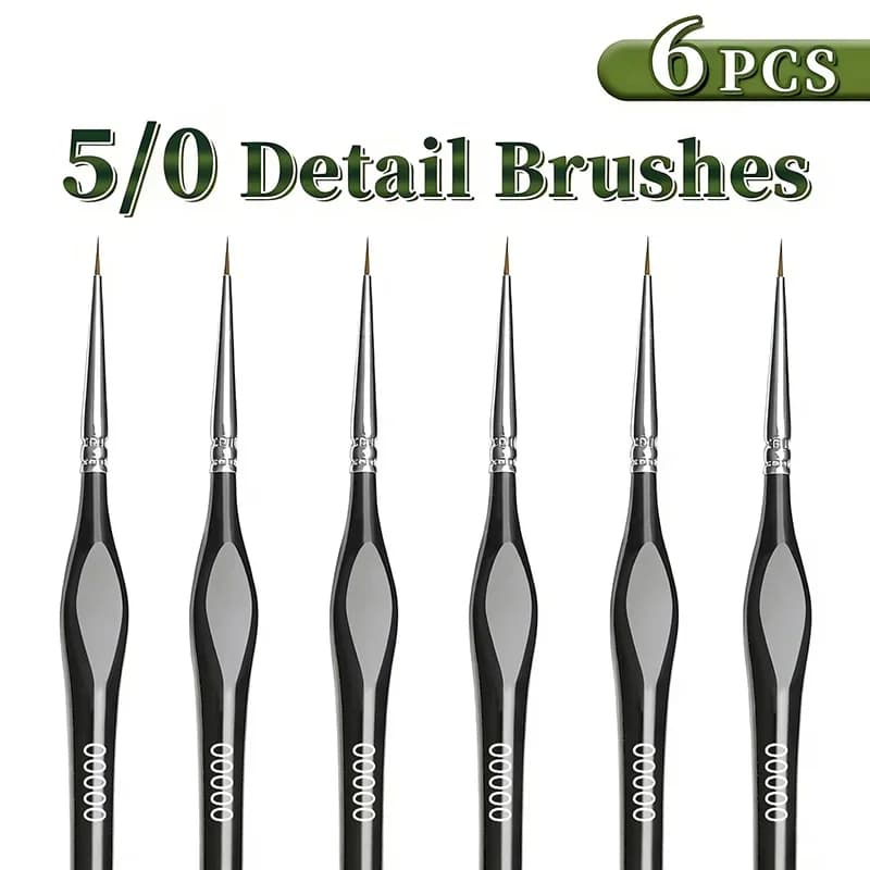 3-6 Pcs Detail Paint Brushes Set 6mm Fine Tip Brush Acrylic Watercolor Painting Professional Artist For Miniatures Face Supplies