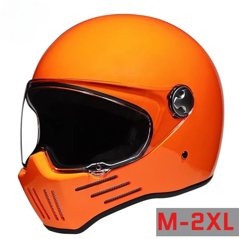 Vintage Integral Helmet for Men | Motorcycle Helmet/Scooter Ghost Rider with Skull | Light for E-Bike, Cycle, Usage 4 Seasons