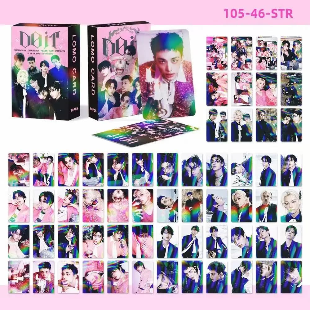 KPOP Set da 60 Pezzi, Carte Laser Stray Kids SKZOO, Nuove Carte Speciali DOIT Flash, Carte Fotografiche di Hyunjin, Felix, Bangchan, Carte LOMO