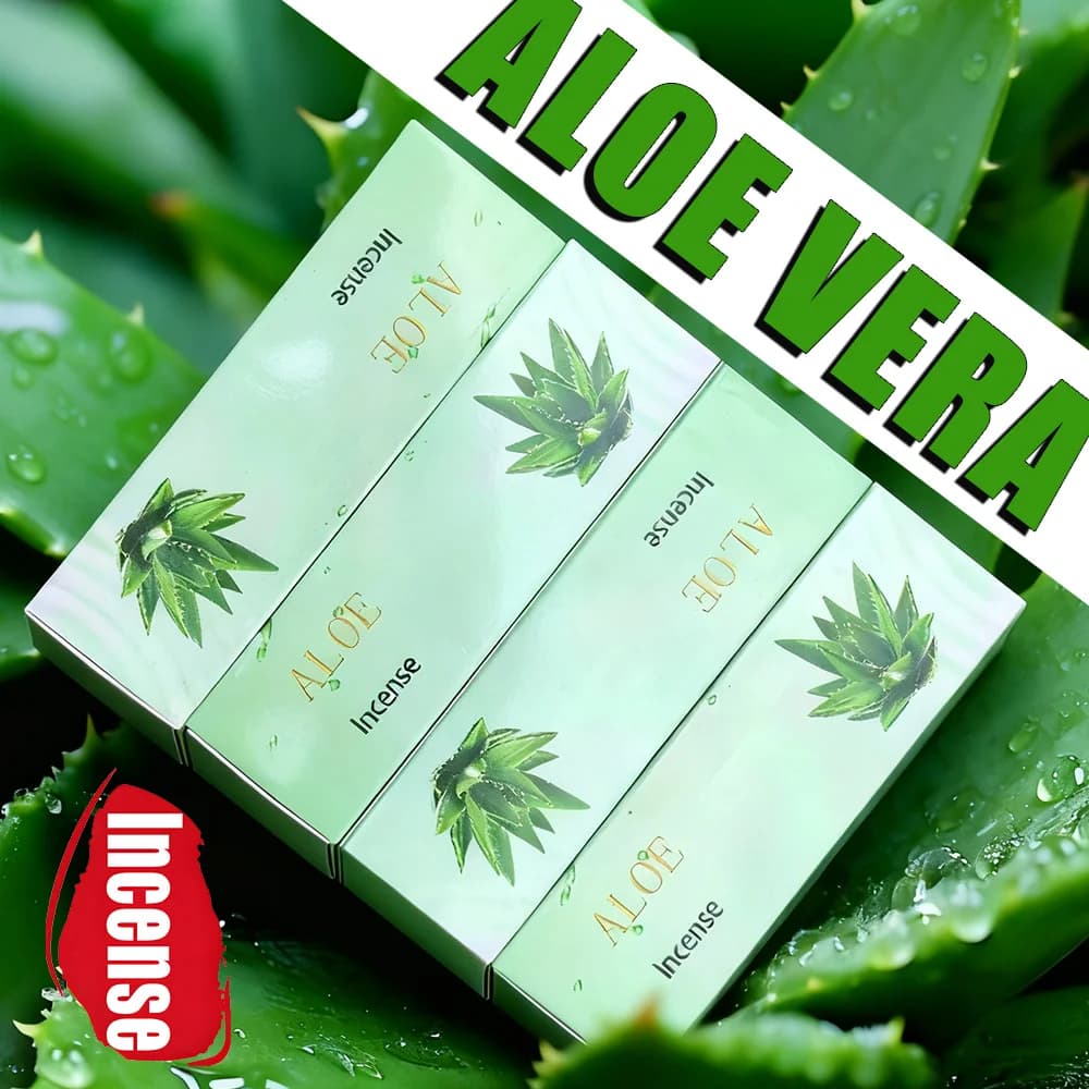 Premium Boxed Aloe Vera Flavored Incense Sticks, Thick 2.8mm Handmade Aromatherapy Sticks, Purify the Air, Deodorize and Add Fragrance, Create an Aesthetic Smoke Effect, Suitable for Yoga, Meditation, Purification, Tea Brewing, Entertaining Guests, and Gift-Giving