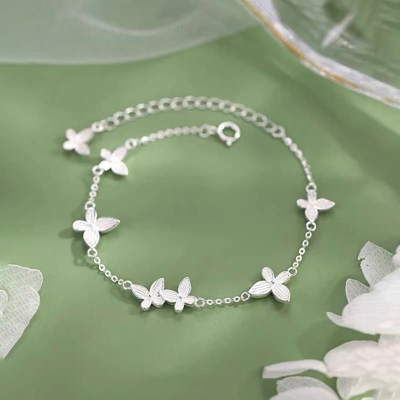 Real 925 Sterling Silver Multiple Butterflies Charm Bracelet For Women Wedding Party Cute Fine Jewelry Light Luxury Accessories
