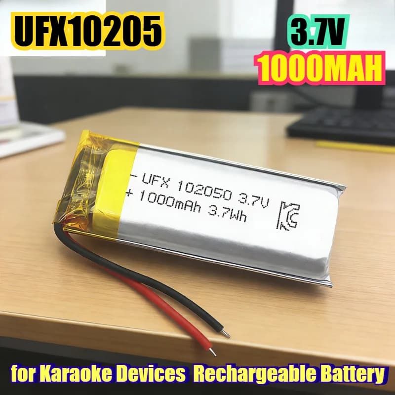 Batteria Li-Polimero 1000mAh UFX102050 3.7V per Dispositivi Karaoke, Pacco Batteria Ricaricabile per Macchine da Canto