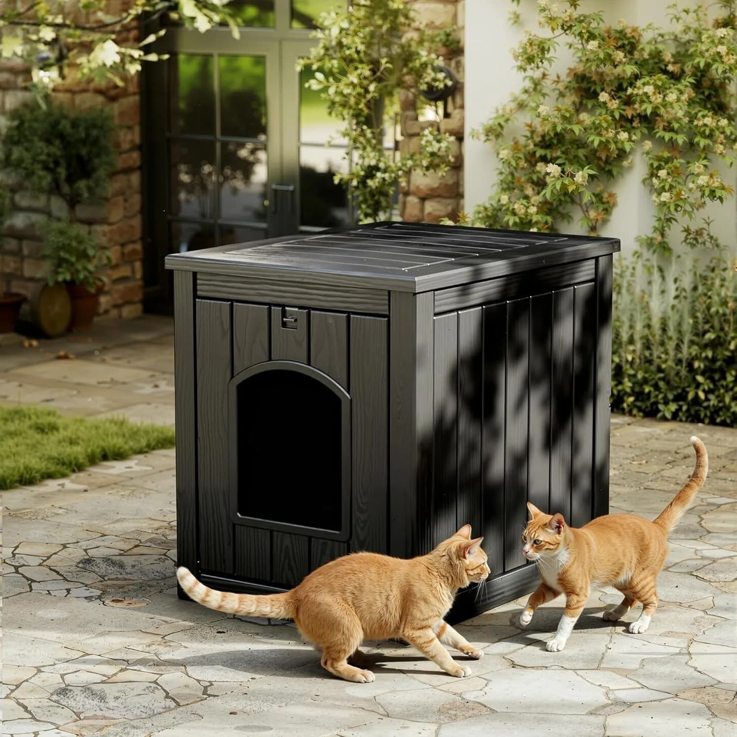 Household Litter Box Cabinet, Pet Litter Box, Multifunctional Hidden Garbage Storage Furniture, with Edge Table Design, Sturdy And Durable, Front Door Can Be Opened for Easy Cleaning And Assembly, Suitable for Indoor, Courtyard, And Doorstep Use