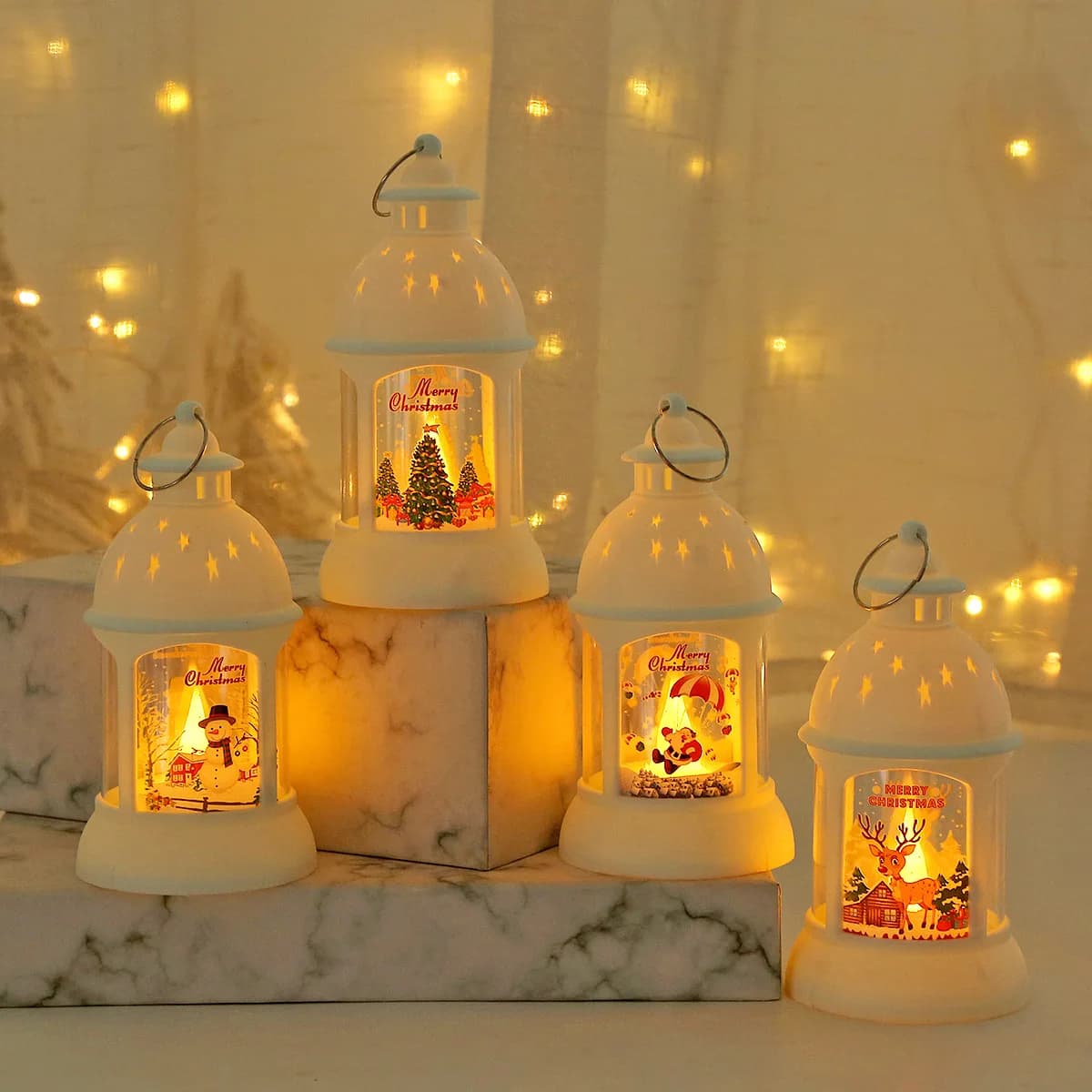 Natale Lantren Ha Condotto La Luce 2024 Decorazione Di Natale Per La Casa Camera Da Letto Lucine Navidad Lampada Decorativa Di Capodanno