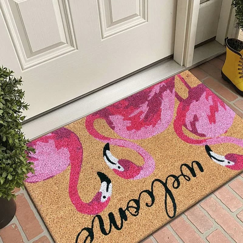 Modello di gatto nero cigno rosa Nuovo tappetino per ingresso Tappetino per porta assorbente per bagno Decorazione scheletro horror