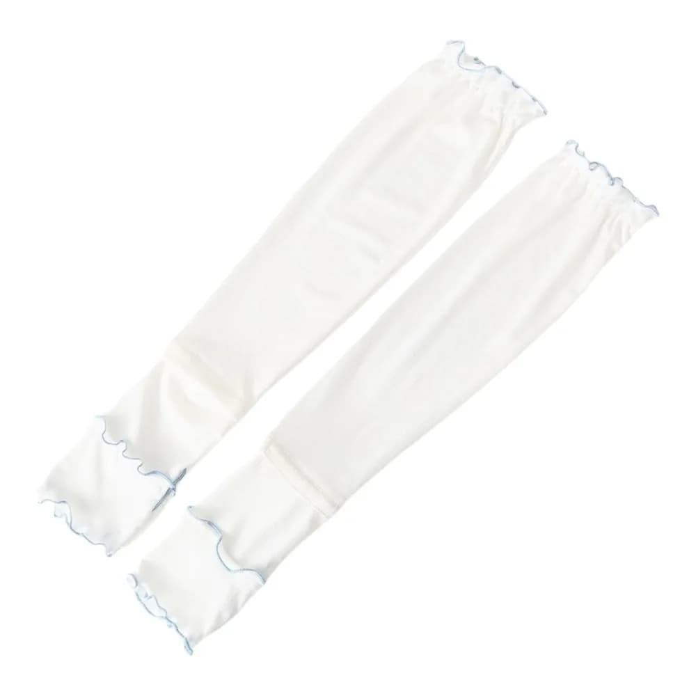 Breathable Ice Silk Sleeves with Volant, Single Color, UV Solar Protection Cooling for Cycling, Women's