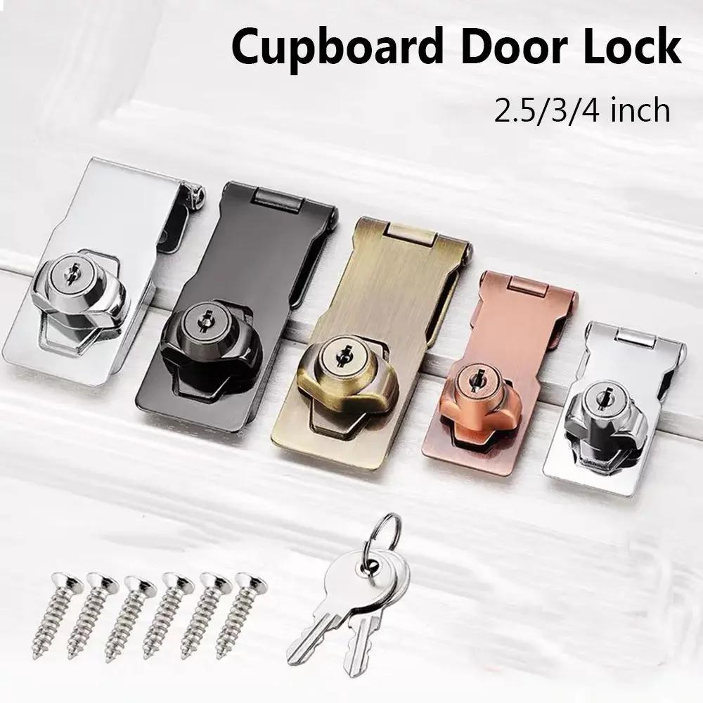 Serratura Hasp con chiave in lega di zinco Senza punzonatura Antifurto Home Office Fibbia di sicurezza Capannone Armadio Cassetto Armadietto Serratura per porta in legno