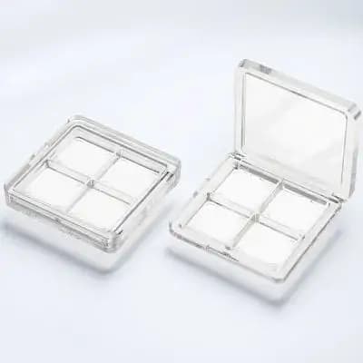 2Pcs Empty Eyeshadow Pallet 4 Compartments Clear Makeup Organizer DIY Storage Box Portable Holder for Lipstick Blush