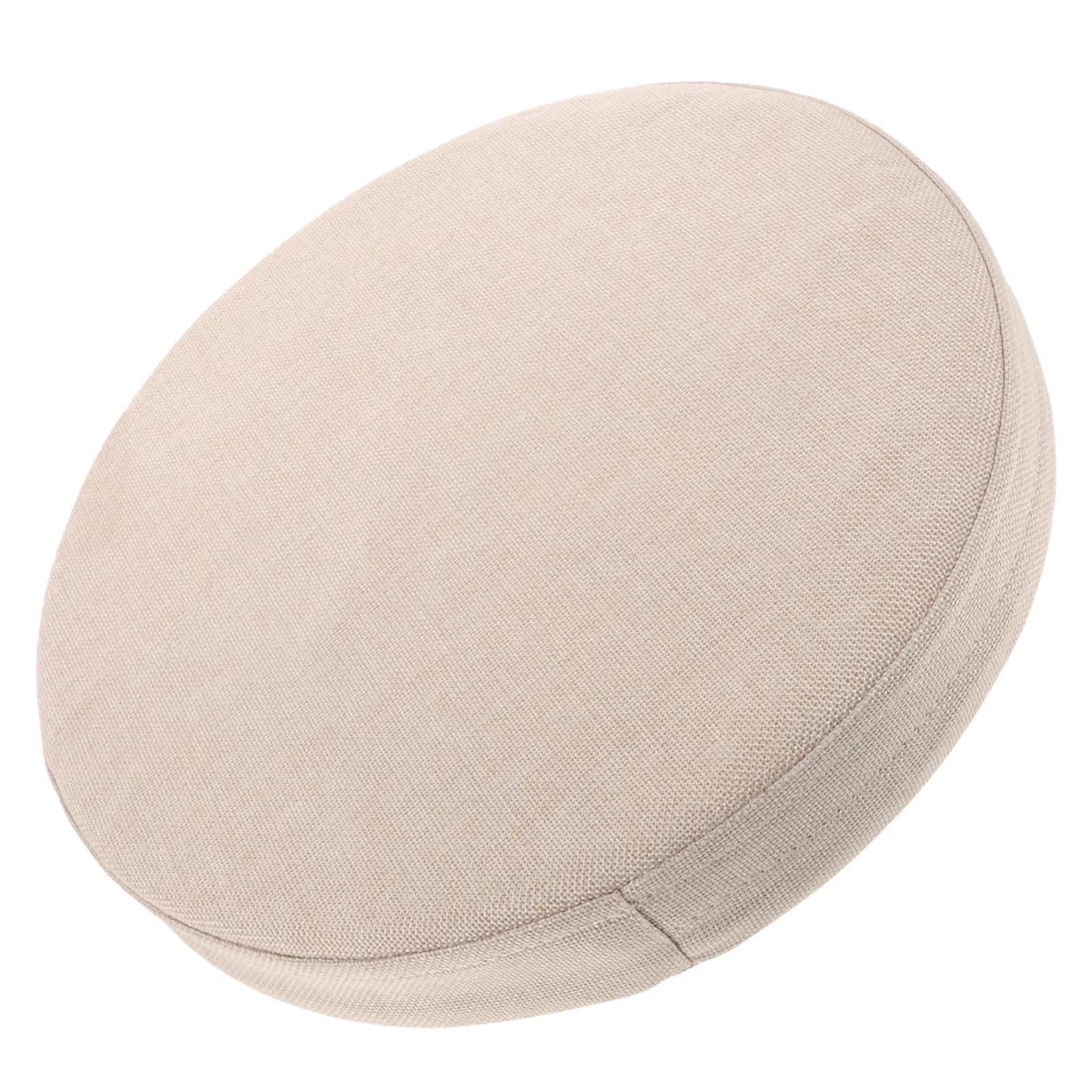 Round Linen Chair Cushion 16 Inch Foam Seat Pad for Wicker Dining Chairs Meditation Mats Home Decor Easy Clean Removable Cover