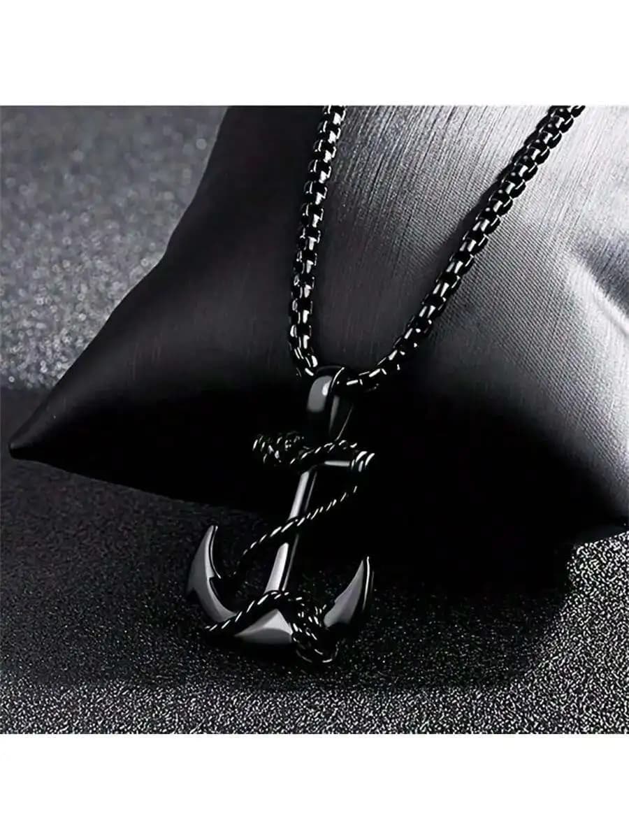 Stainless Steel Vintage Anchor Pendant Necklace for Daily Use