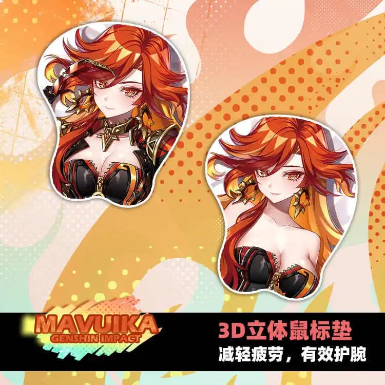 Gioco Mavuika Genshin Impact Cosplay Sexy Girl 3D Morbido Gel di silice Mouse Pad Poggiapolsi Tastiera Gioco Desktop Playmat Regali