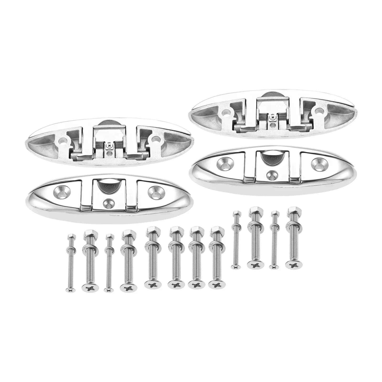 4 pezzi Marine 316 in acciaio inox Kayak barca corda ribaltabile pieghevole Pull Up tacchetti Dock Deck Hardware con viti di fissaggio 5in/6 pollici
