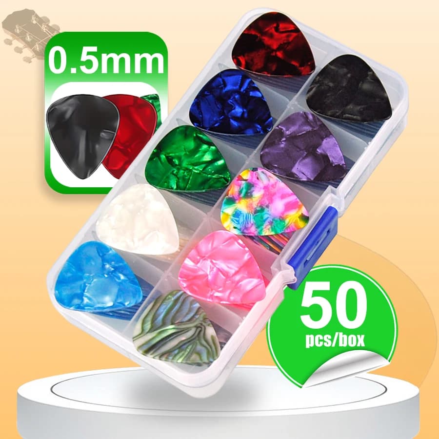 50pcs Boxed 0.46mm SLL Guitar Picks Pattern Random Ship ABS Cartoon Pick Musical Instrument Performance Accessories