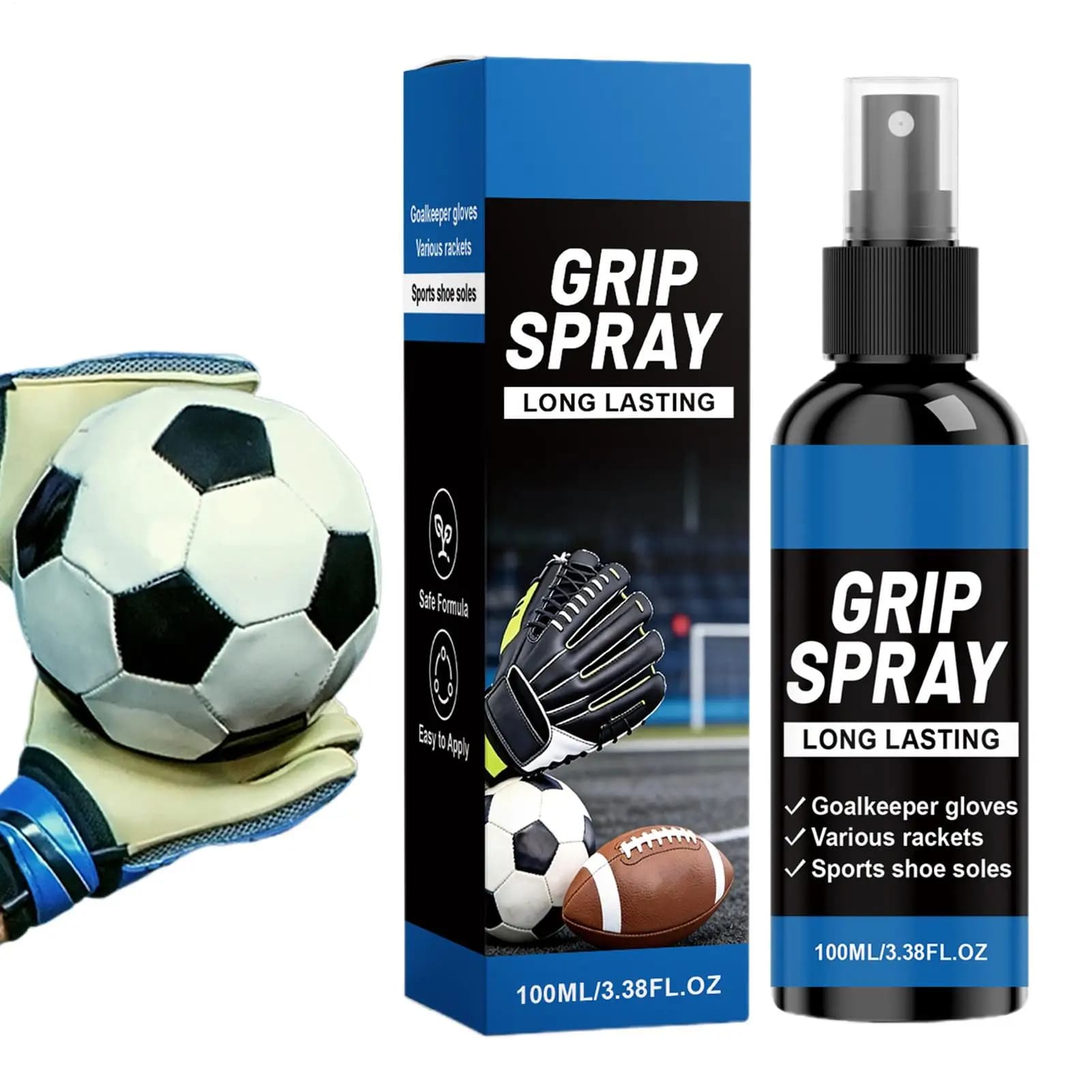 Spray per Guanti da Portiere 100ml, Spray Antiscivolo Multiuso per Sport, Potenziatore di Presa per Palestra, Arrampicata e Sollevamento Pesi