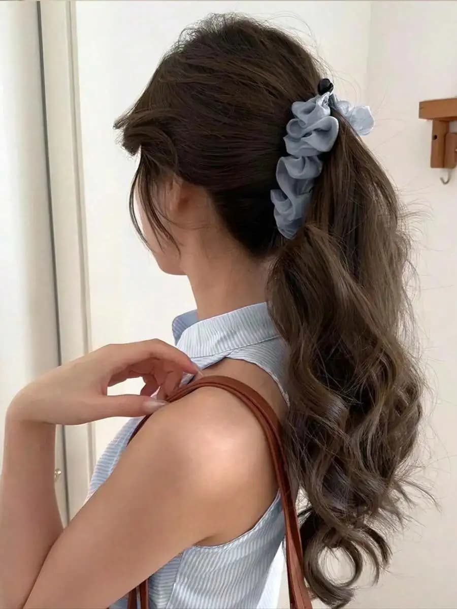 Chiffon Pleated Non-Slip High Ponytail Hair Clip For Women Elegant Claw Clip Minimalist Hair Accessory