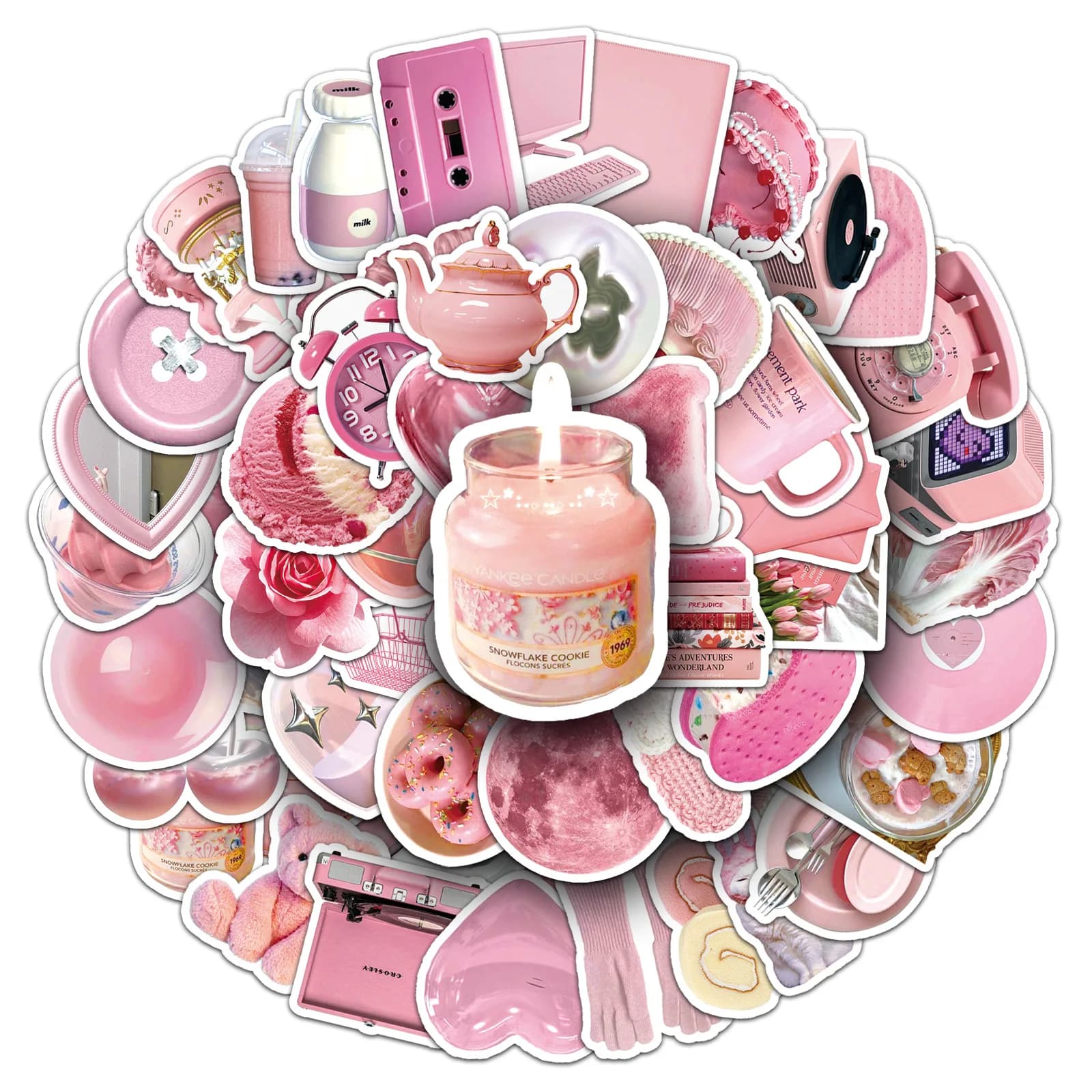 50 Pezzi Adesivi Graffiti Rosa Stile Ins, Decorazioni Fai-da-Te per Scrapbook, Decalcomanie Impermeabili in Vinile per Custodie Telefoni, Valigie, Laptop, Tazze