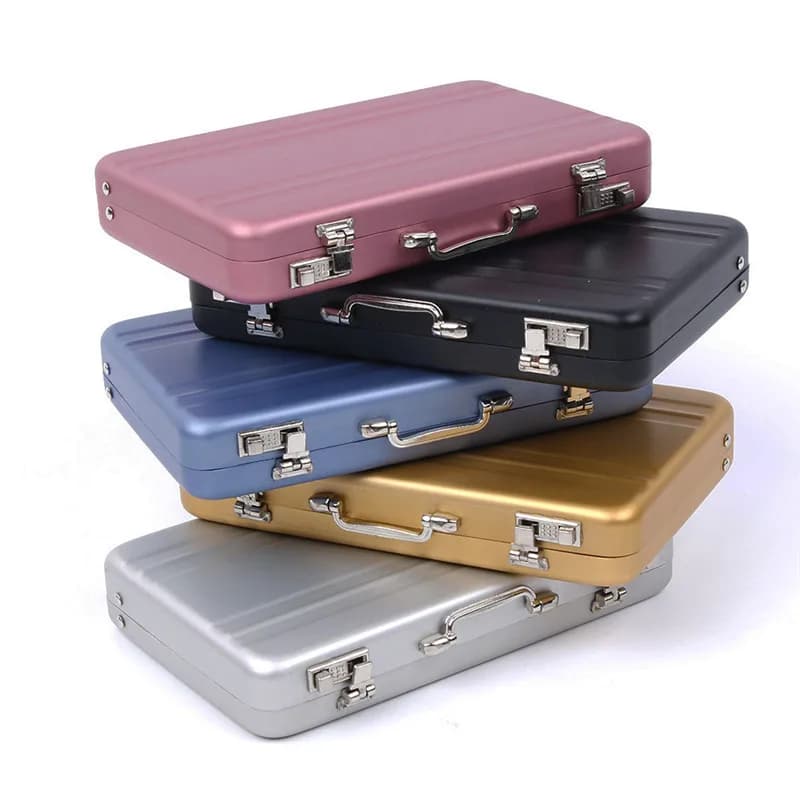 Nuova Scatola Portaoggetti in Alluminio, Design Mini Valigia, Porta Carte di Credito e Documenti, Organizzatore Portatile per Gioielli e Carte