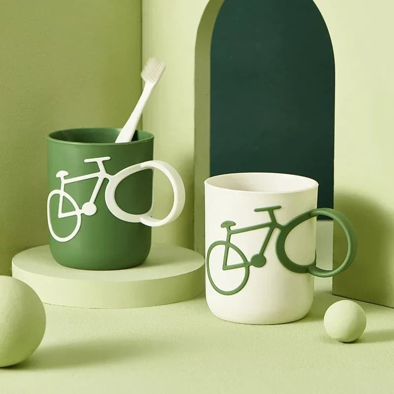 1pc Bike-Shape bagno Food-Safe PP Cup portaspazzolino tazza infrangibile e riutilizzabile gargarismi tazze bagno collutorio tazze