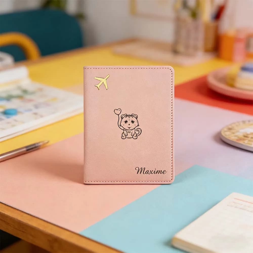 1 Pezzo Porta Passaporto Personalizzato con Nome, Regalo per Insegnanti, Porta Passaporto in Pelle Cucita, Regalo Premuroso