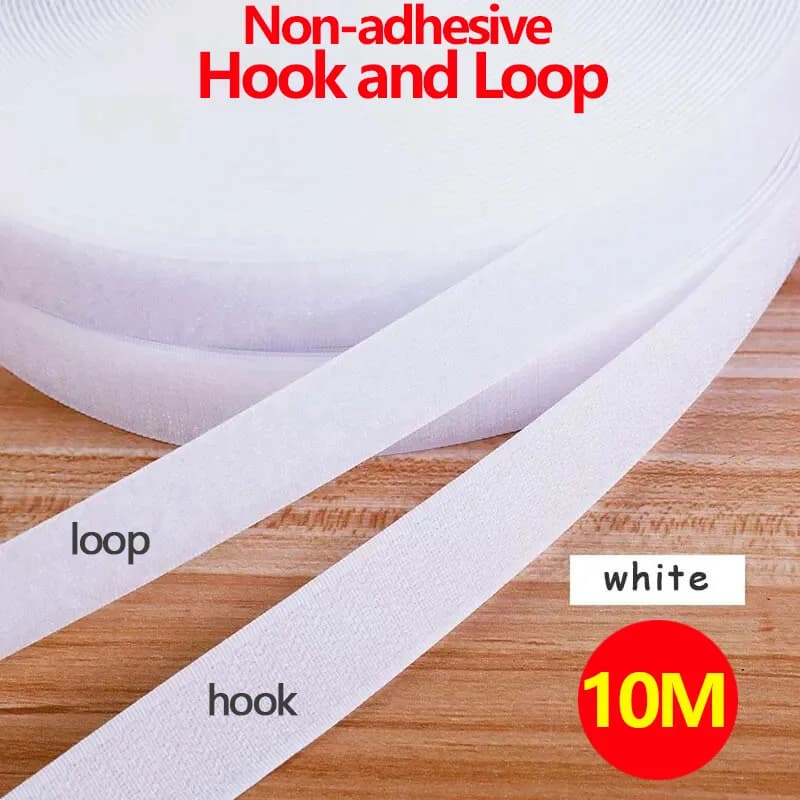 Nastro da cucire con gancio e anello da 1-10 m | Cinturino magico in nylon non adesivo 20-50 mm bianco | Chiusura in velcro resistente per abbigliamento/borse fai da te