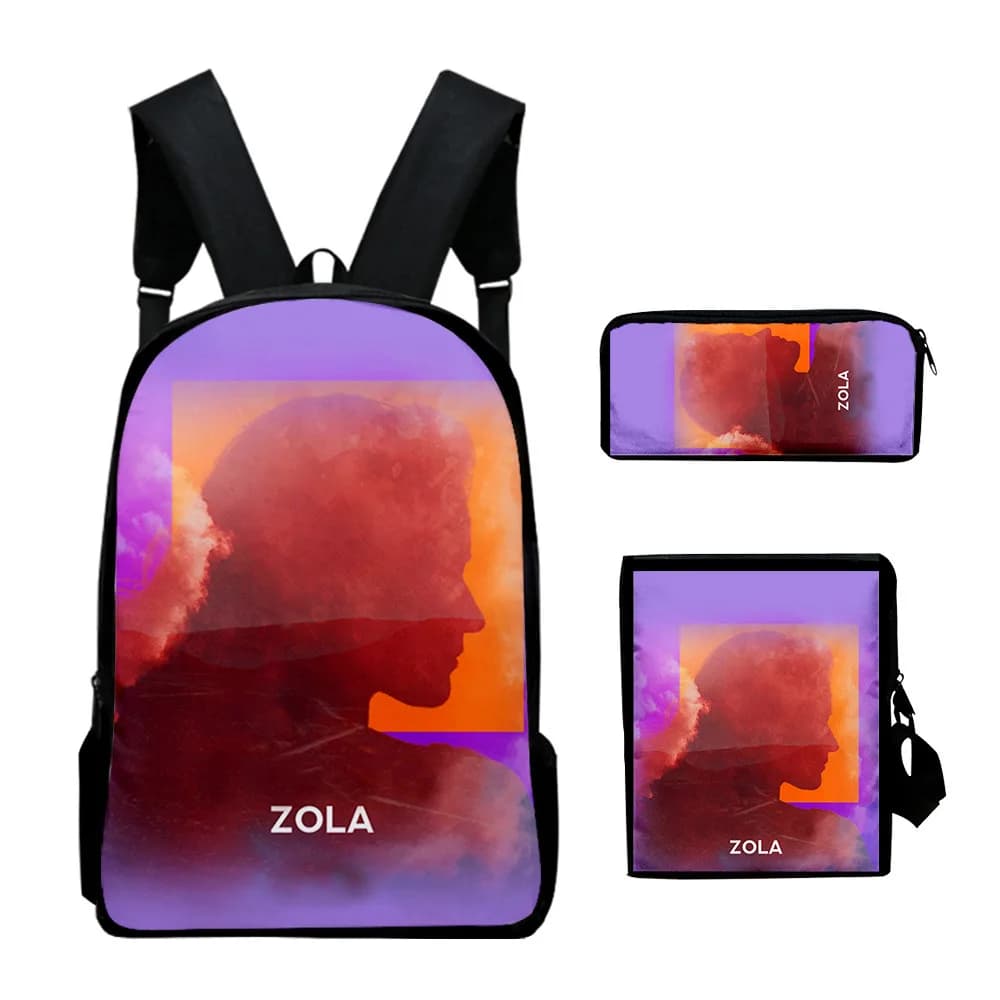 Classic Novelty Peculiar ZOLA 3D Print 3pcs/Set pupil School Bags Laptop Daypack Backpack Inclined shoulder bag Pencil Case