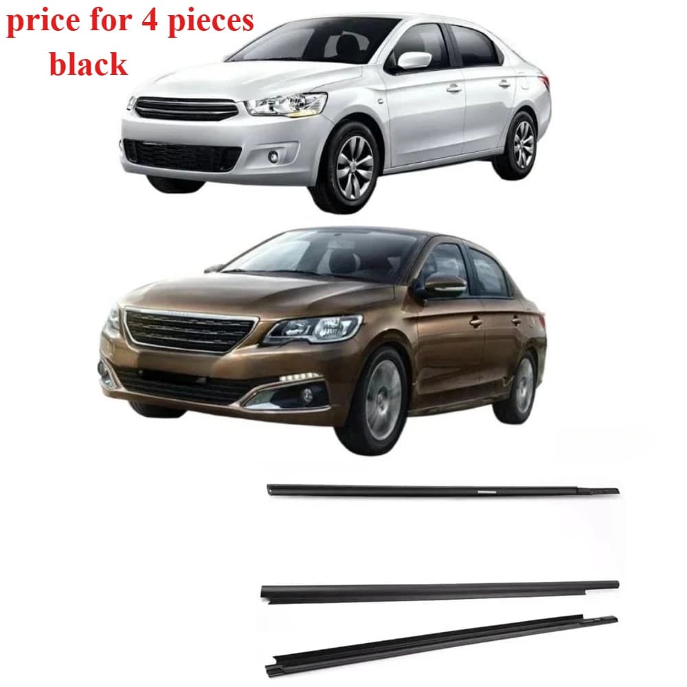 4 pezzi di gomma per vetro finestra nera per Peugeot 301 2013-2017 Proteggi la striscia meteorologica per Citroen Elysee 2014-2016 9805767980