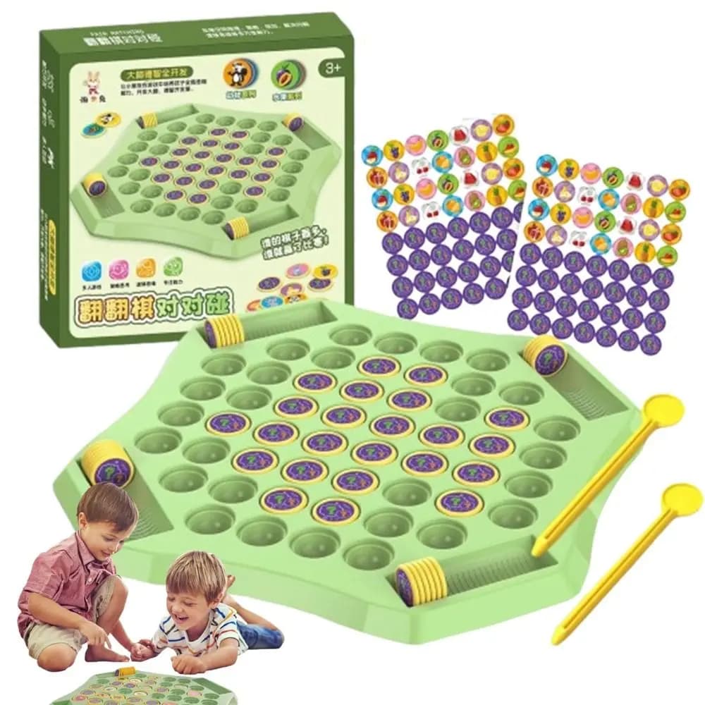Fruit Flip Memory Game Memory Flip Chess with Chessboard Concentration Training Animal Flip Chess with 60 Patterned Cards
