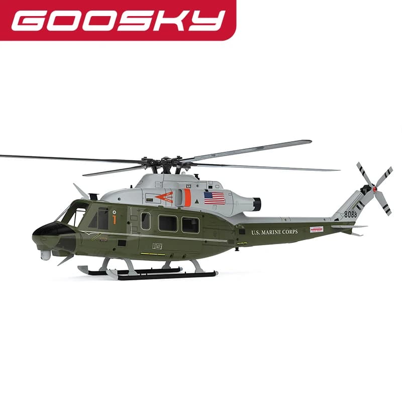 【2026 New Arrival】GOOSKY E2 GPS UH-1Y Army 1 RC Scale Helicopter 1:35 Scale With Dual Brushless Motor Smart GPS Tof