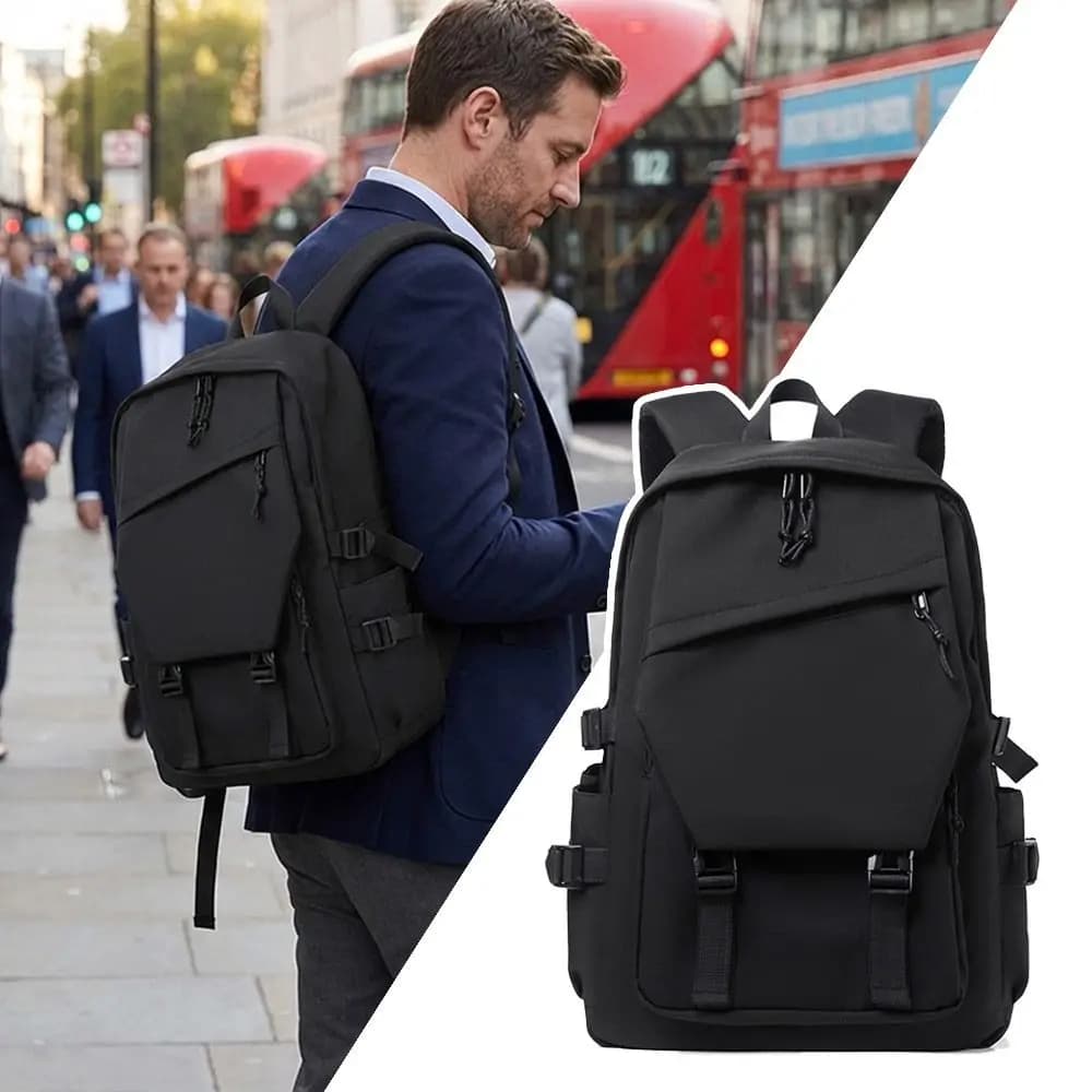 New Business Men's Backpack Black Large Capacity Travel Backpack Lightweight Waterproof Laptop Backpack