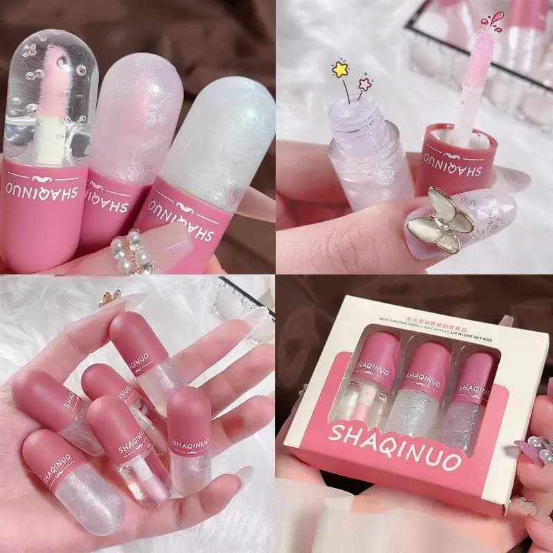 1/3 Pezzi Mini Lucidalabbra, Siero Labbra, Rossetto Liquido Idratante a Lunga Durata, Non Sbiadisce e Non Macchia la Tazza