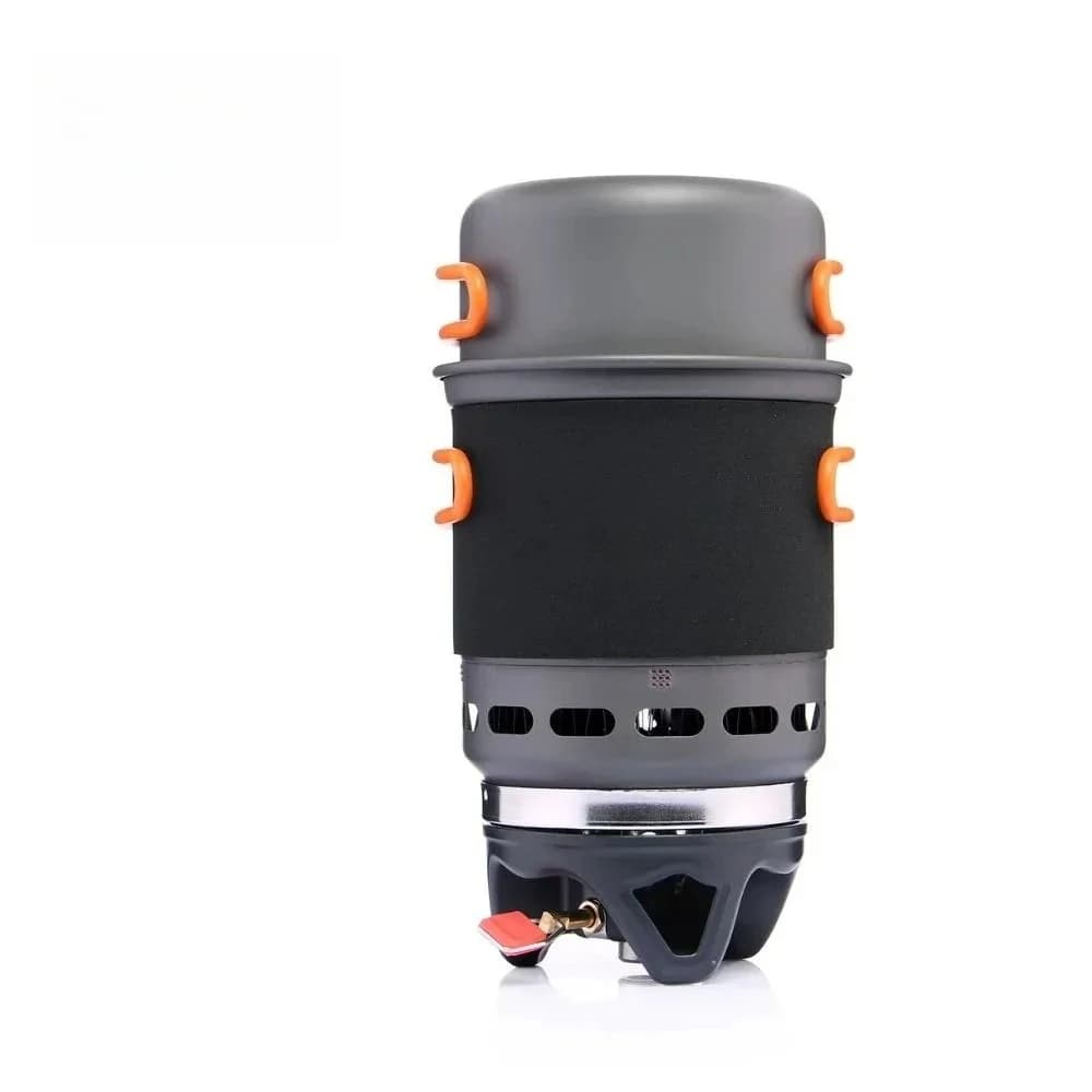 Camping Cooking System with Heat Exchanger, Gas Stove for Exterior, Set of Tourist Boards, Cups, Cutlery, Kitchen Tools for Excursions and Tourism