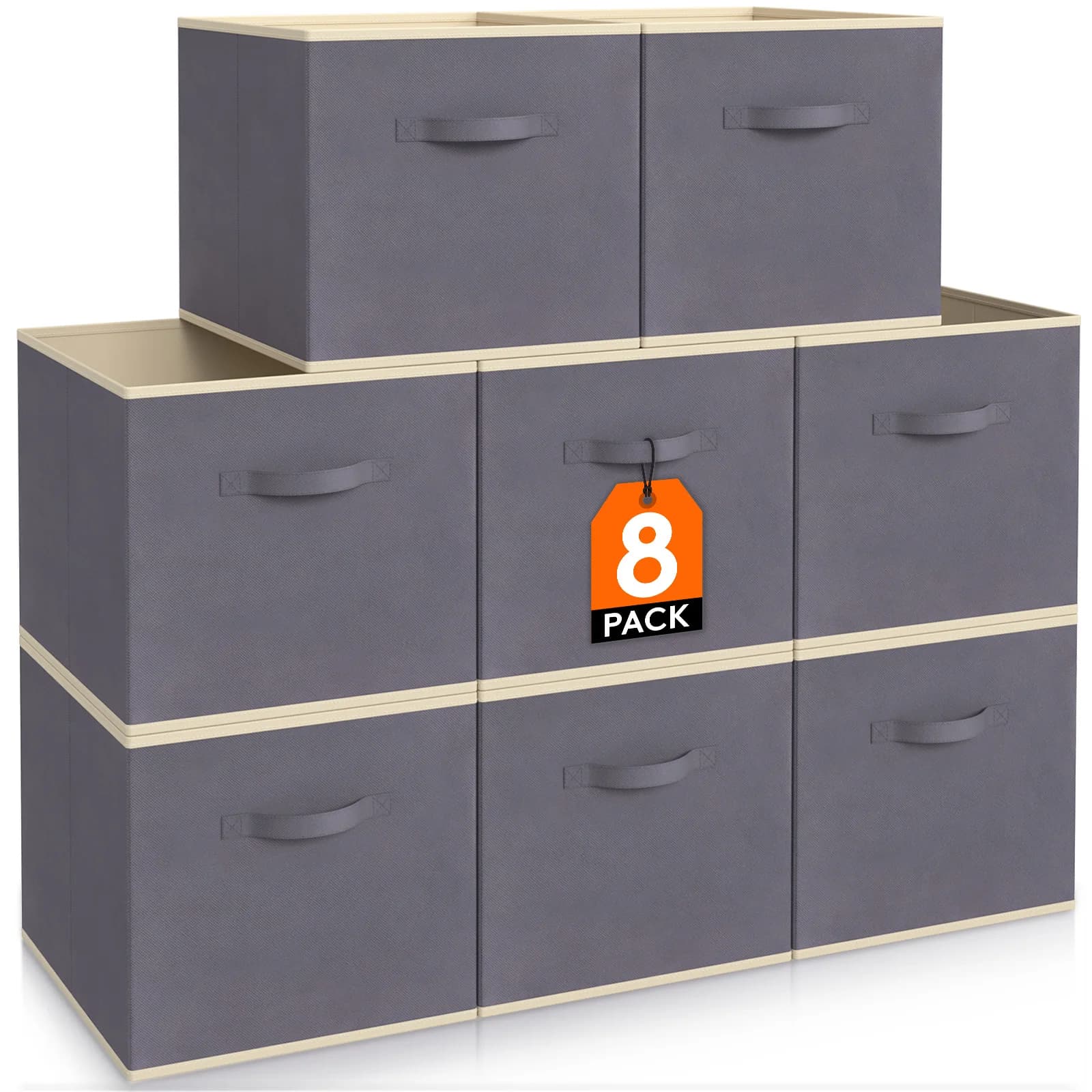 8-piece 11/13 inch cube holders, foldable fabric storage baskets with shelves handles, cabinets, home organization