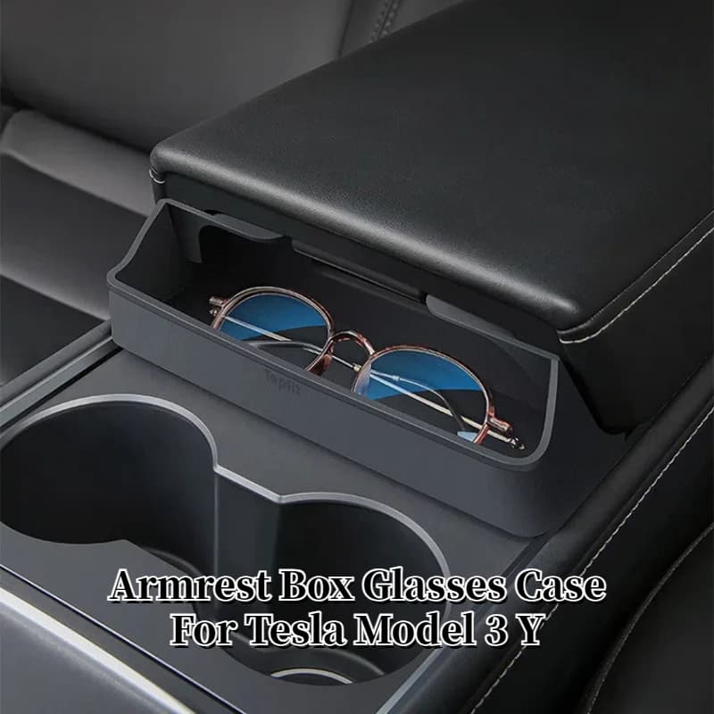 Glass case with armor box for Tesla Model 3 Y Car holder box in Silicone with central control for keys sunglasses accessories for car decorations