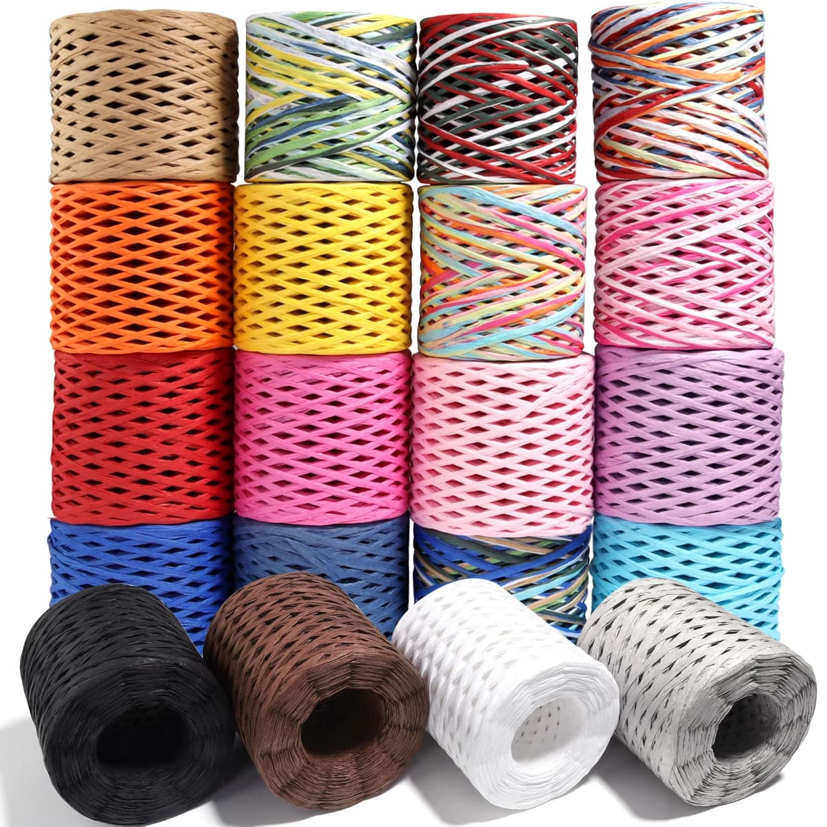 200 M/Rotolo Rafia Card Tape Flanked Handmade Mixer Color Knitwork Corda Suitable for Party Home Decoration Punches FAI FROM YOU Gift Packs