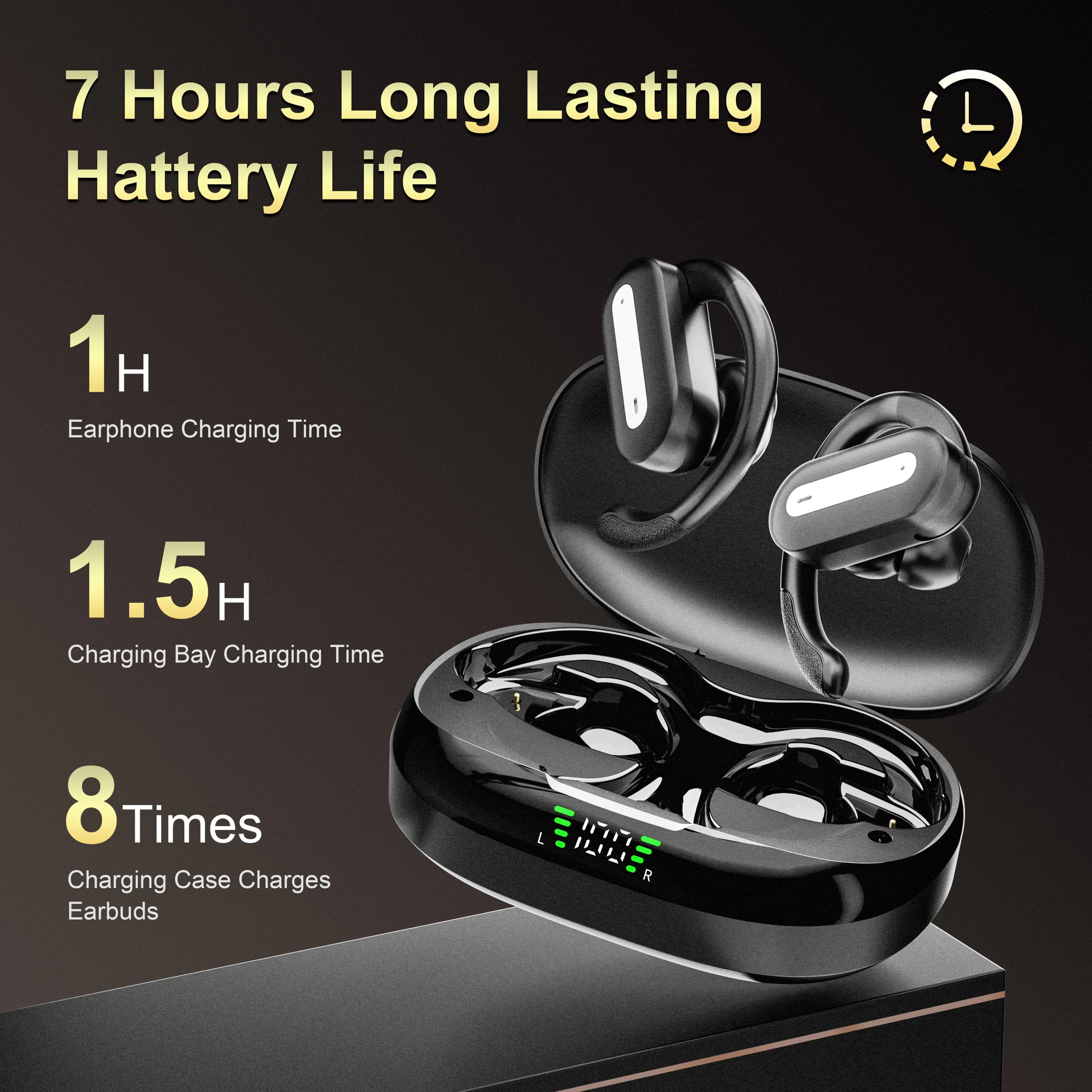 Wireless sports Bluetooth earphones with noise cancellation ENC Long-lasting battery for all devices