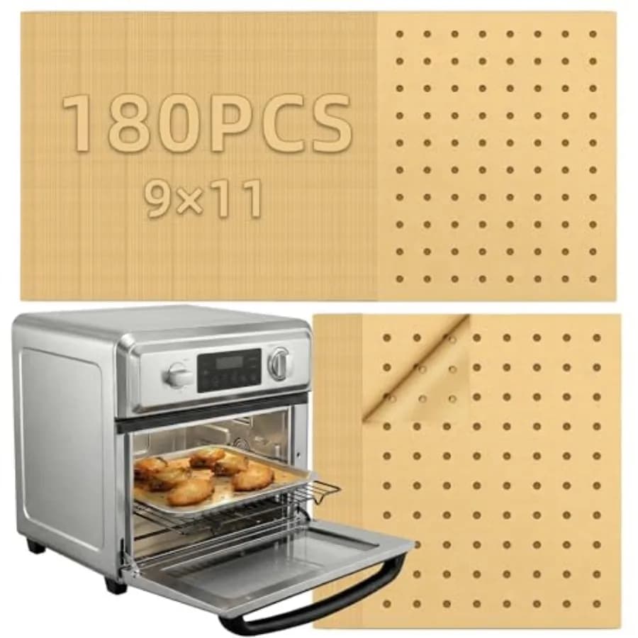 Air Fryer Liners Disable, 80Pcs Parcment Pr Seets Air Fryer, Oven, Toasters, 9x Inc rectangle Non-Stick Air Fryer Liner, Unble