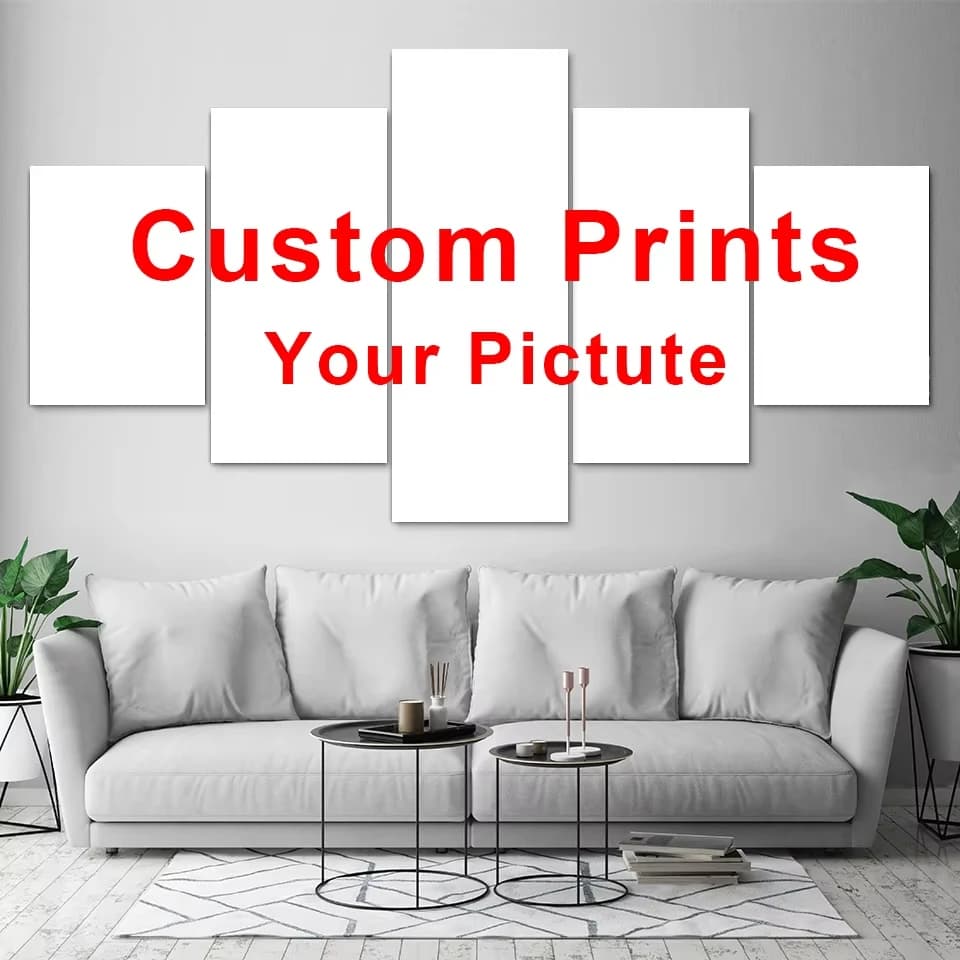5 Piece Canvas Wall Art Custom Photo Customized Posters Picture Home Decor Framed Painting Interior Decor Room Decoration